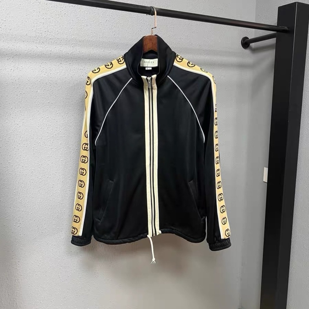 Authentic Gucci Men's Black and Yellow Bomber Jacket